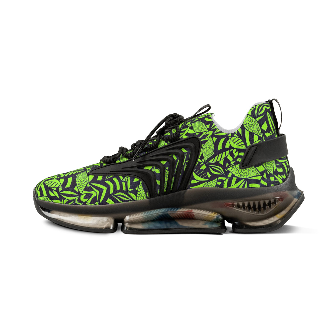 Lime Green Tropical Minimalist OTT Men's Mesh Knit Sneakers