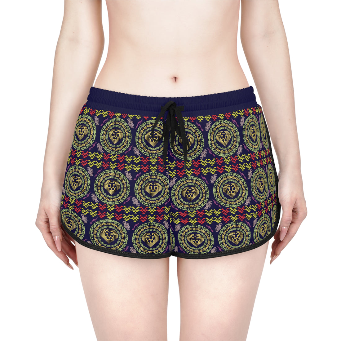 Ink Geo Lion Head Relaxed Gym Shorts