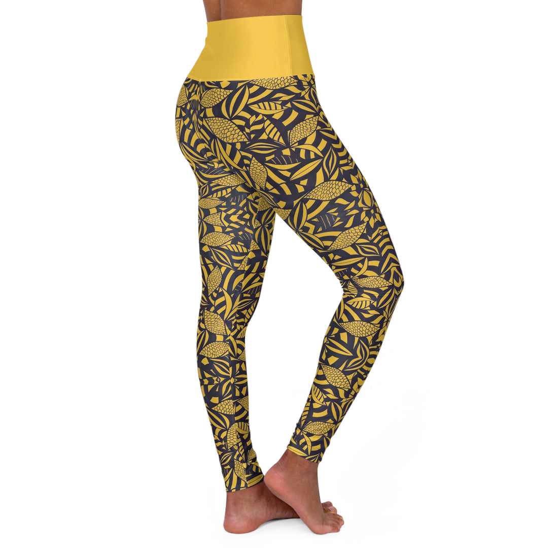 Yellow Tropical Minimalist Yoga Leggings