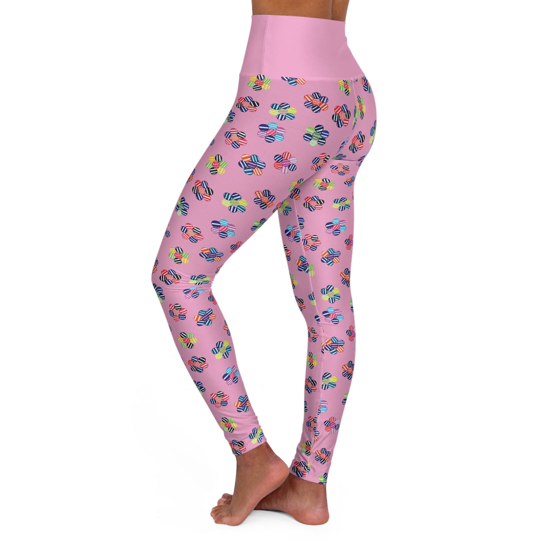 Muted Pink Candy Florals Yoga Leggings