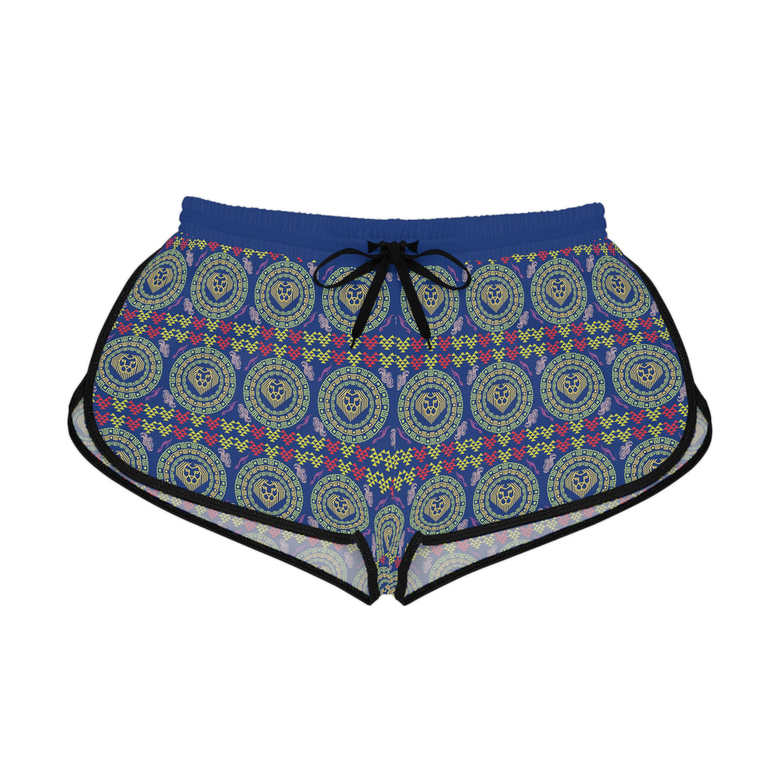 Blue Geo Lion Head Relaxed Gym Shorts