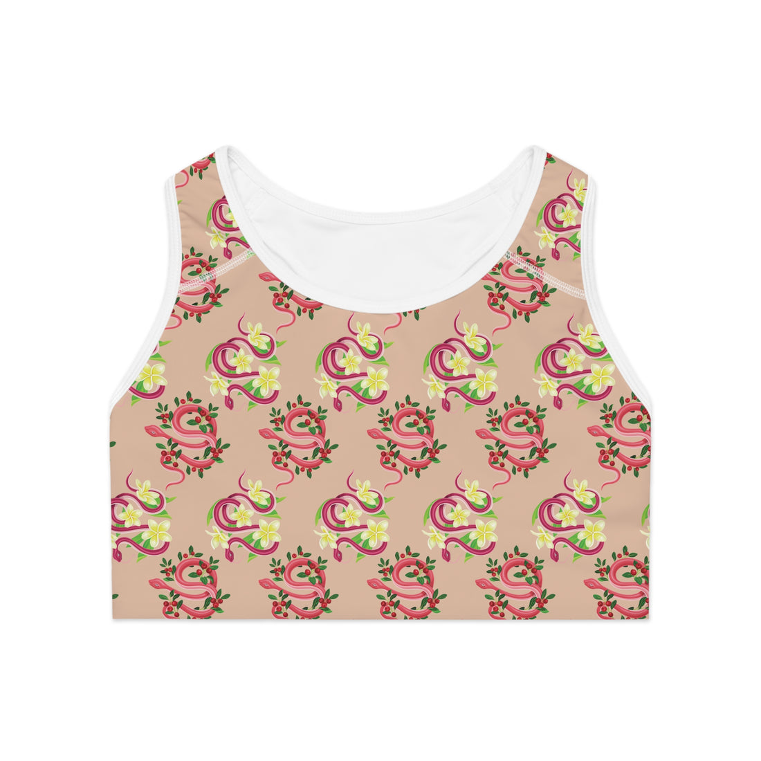 Nude Snake Print (AOP) Racerback Sports Bra