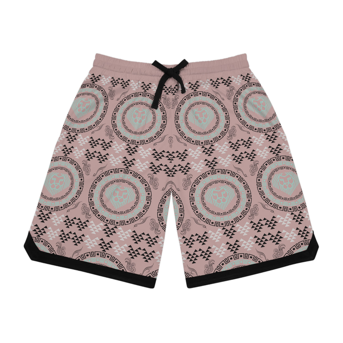 Taupe Lion Head Basketball Rib Shorts (AOP)