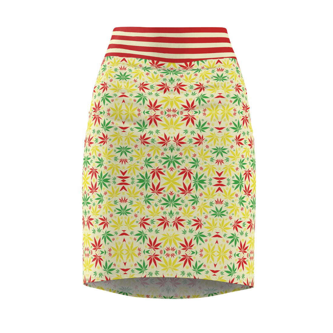 Cream Tropical Rasta Toned Pencil Skirt