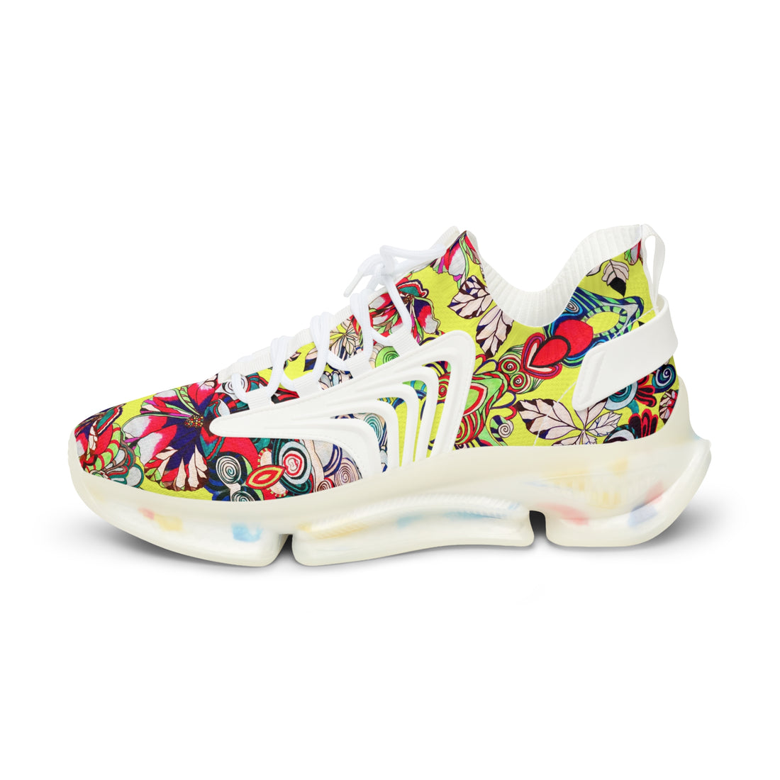 Canary Floral Pop OTT Men's Mesh Knit Sneakers