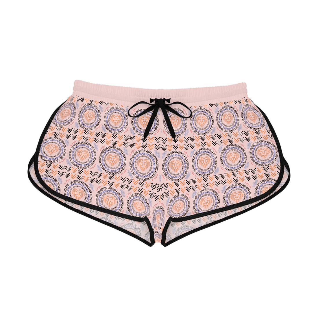 Pale Pink Geo Lion Head Relaxed Gym Shorts