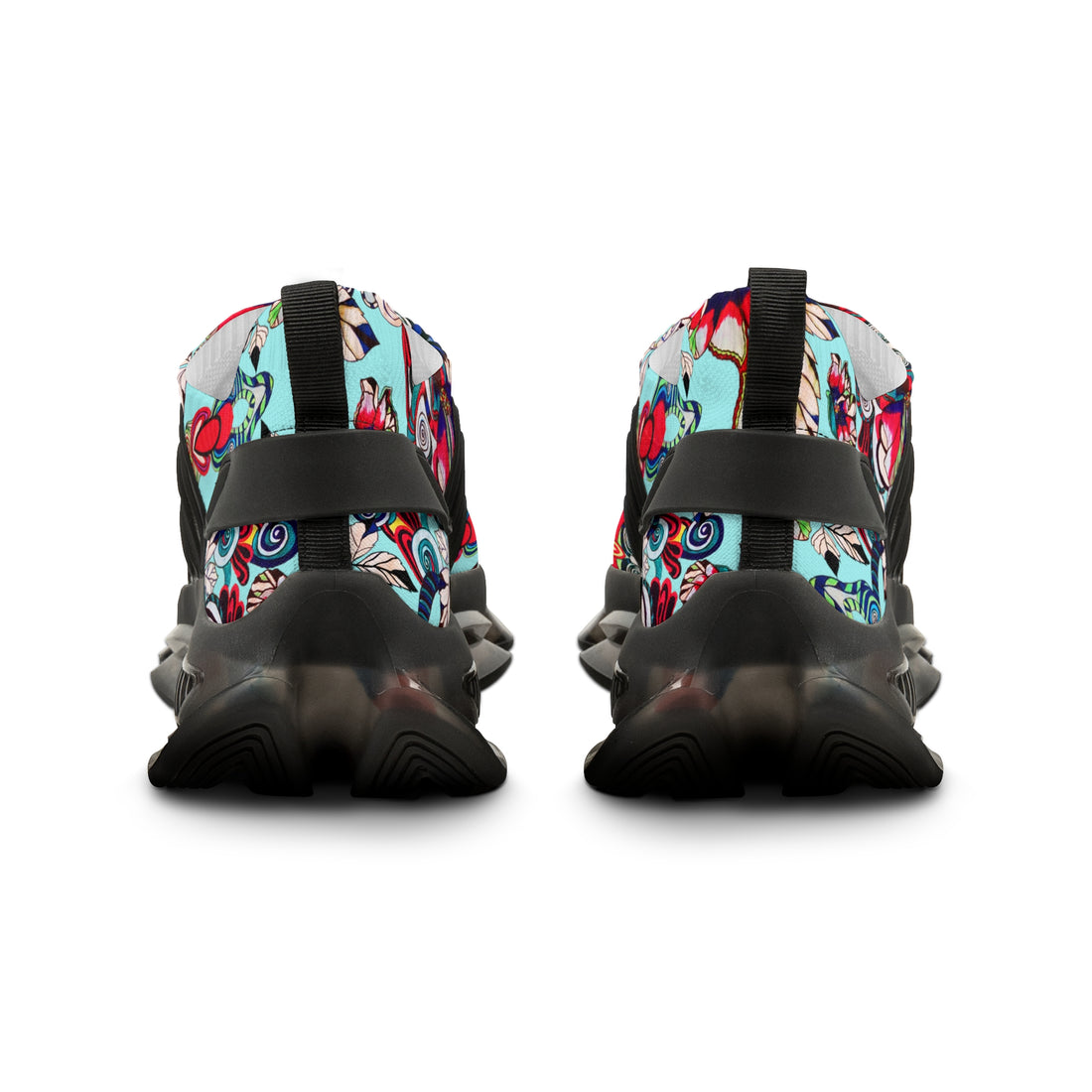 Icy Blue Floral Pop OTT Men's Mesh Knit Sneakers