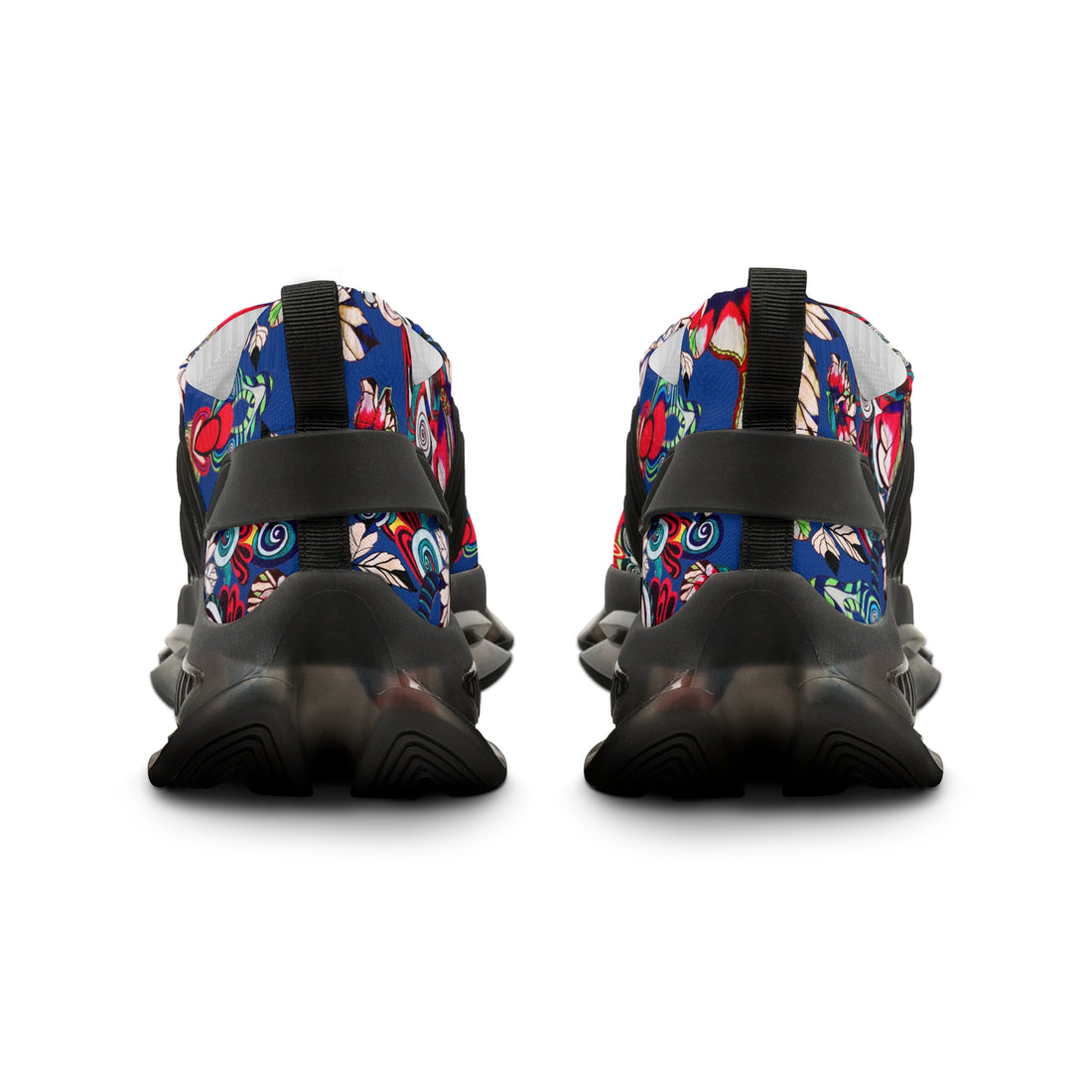 Royal Blue Floral Pop OTT Men's Mesh Knit Sneakers