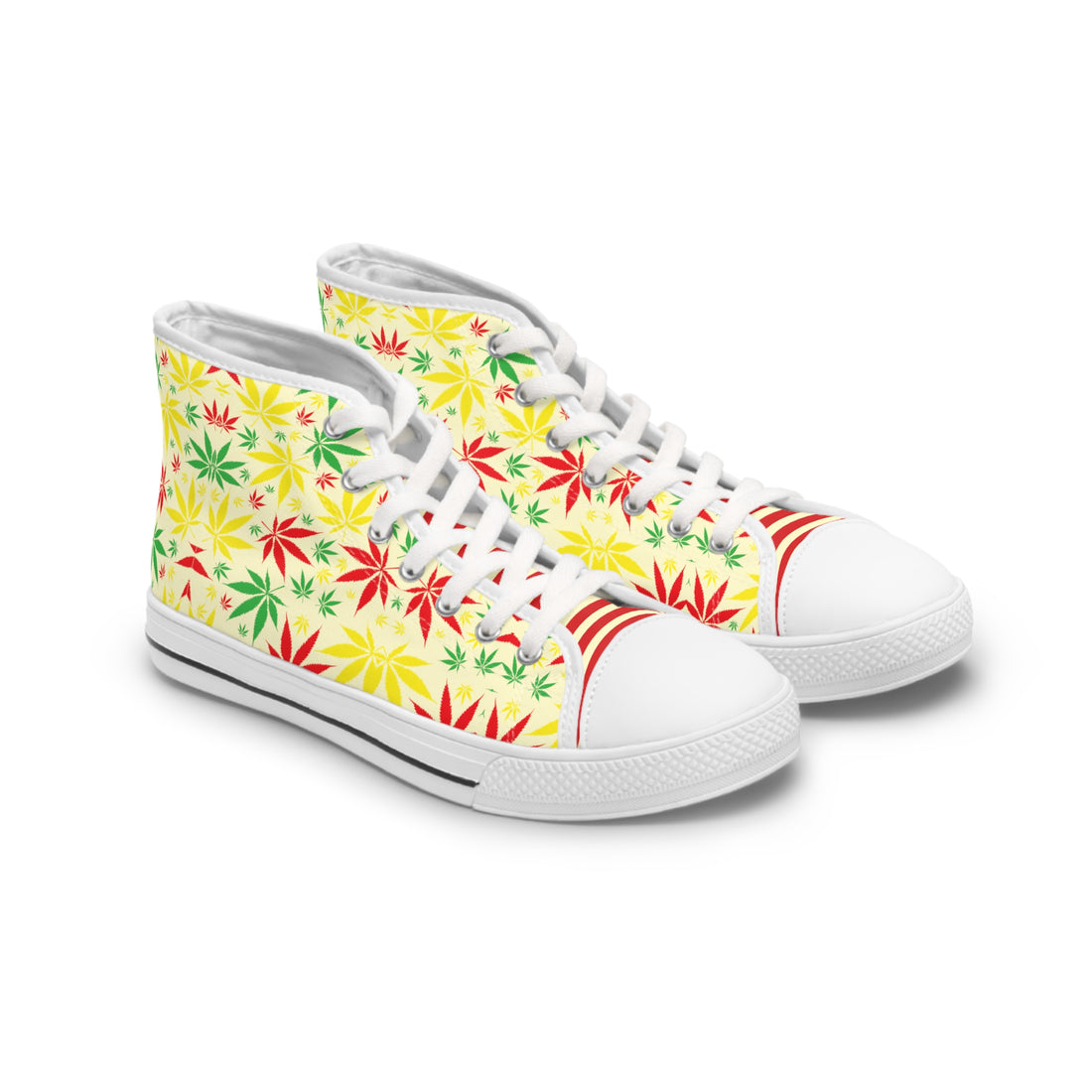 Cream Tropical Rasta Toned Women's High Top Sneakers
