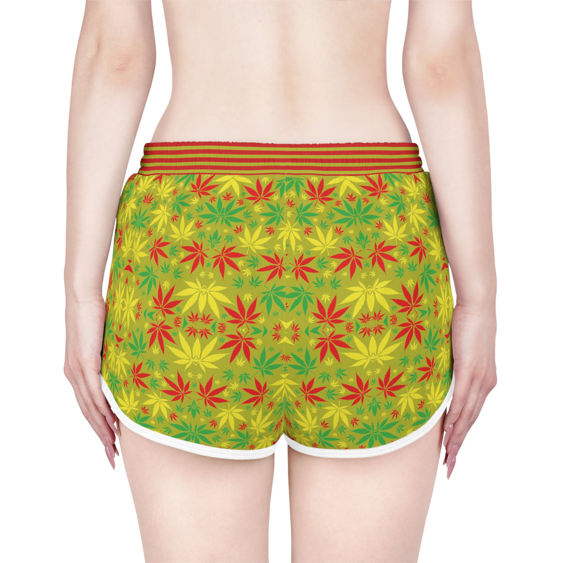 Olive Glow Tropical Rasta Toned Relaxed Gym Shorts