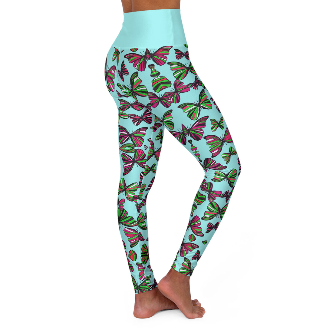 Icy Blue Butterfly Kaleidoscope Yoga Leggings