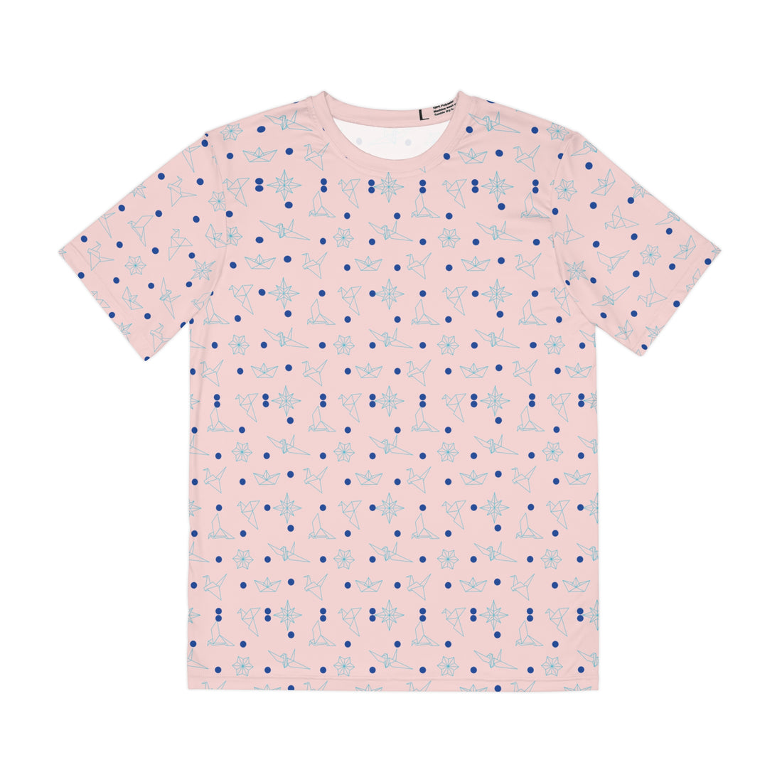 Pale Pink Origami Men's Polyester Tee (AOP)