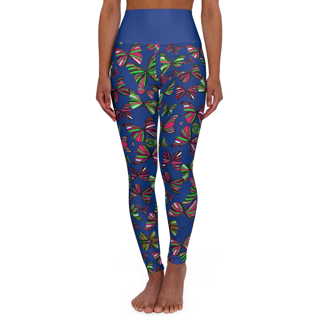 Royal Blue Butterfly Kaleidoscope Yoga Leggings