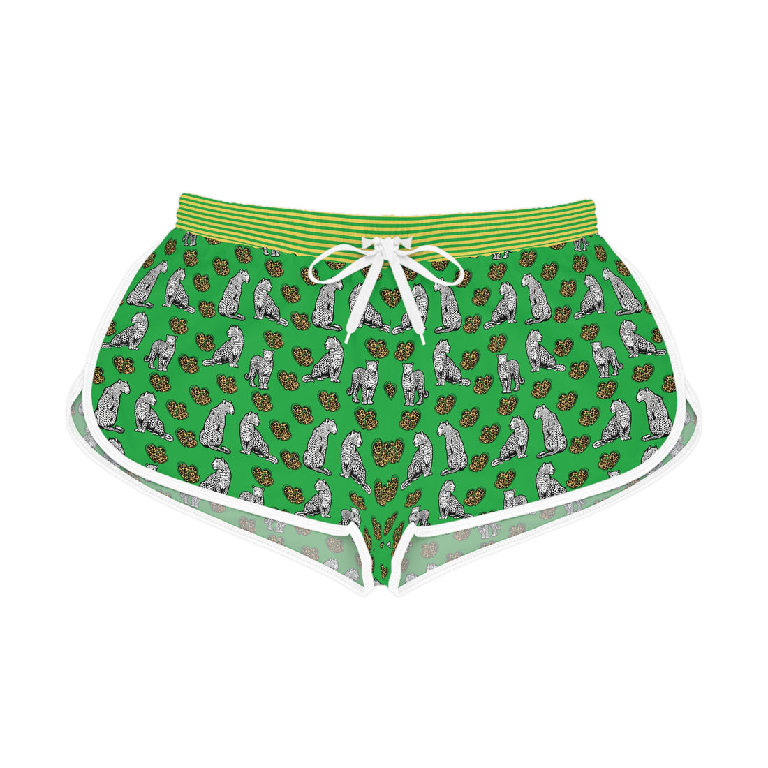 Lawn Green Cheetah Hearts Relaxed Shorts