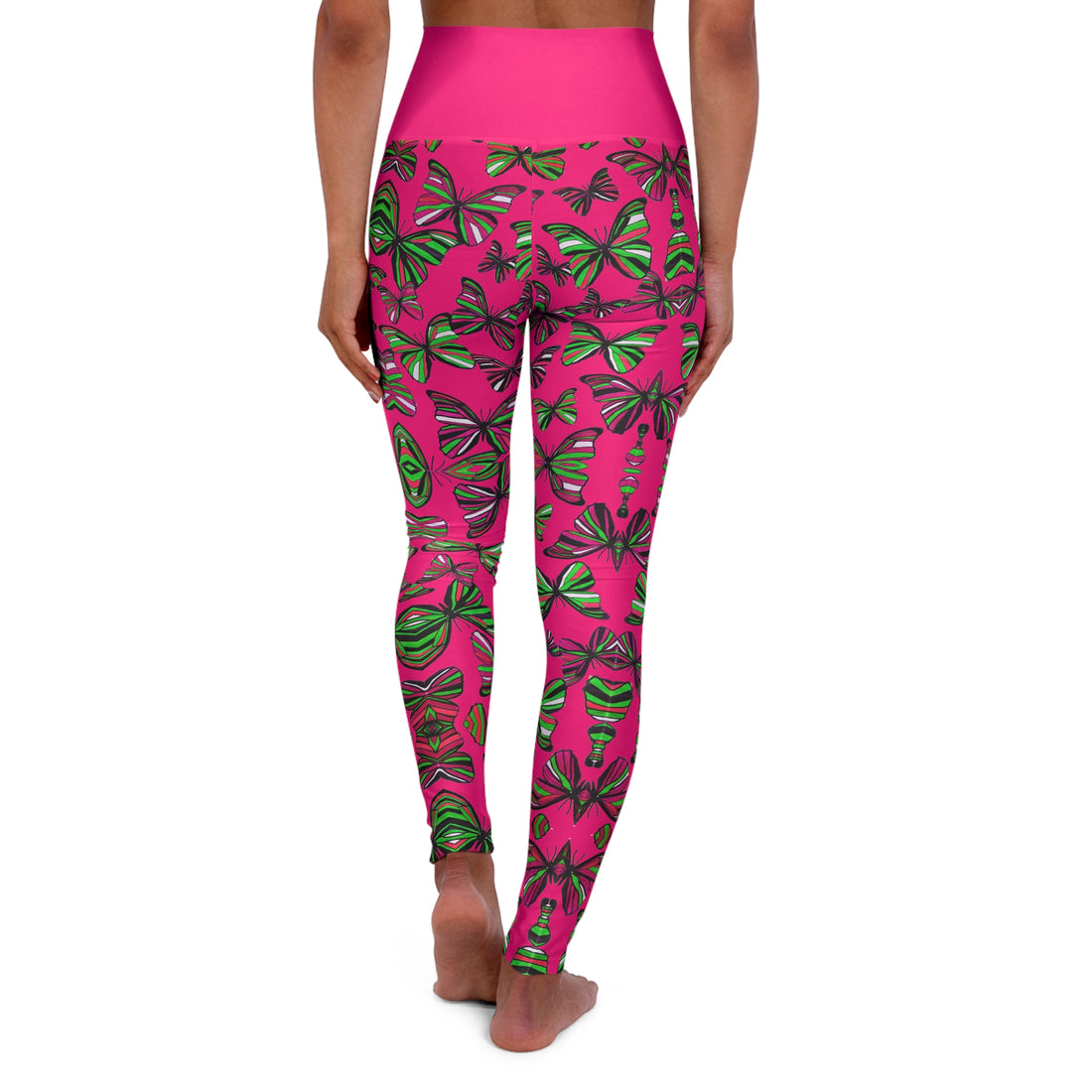 Hot Pink Butterfly Kaleidoscope Yoga Leggings