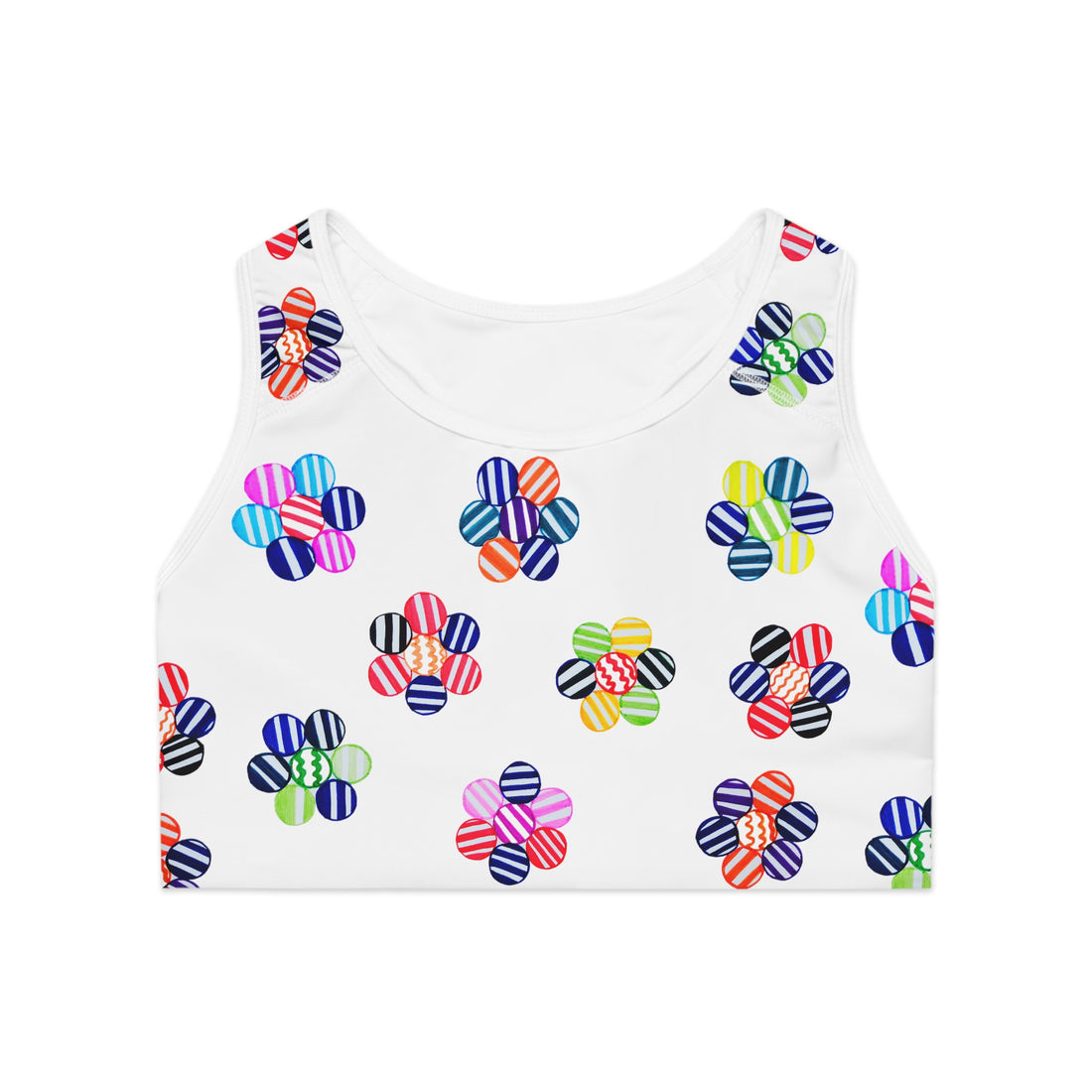 White Candy Florals (AOP) Sports Bra