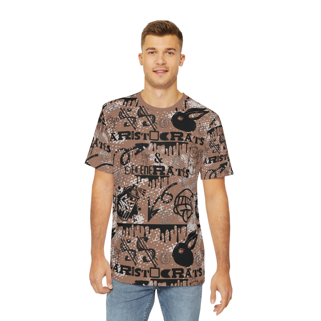 Mocha Mousse Graphic Polar Men's Polyester Tee (AOP)