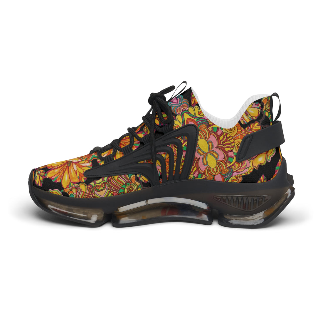 Black Artsy Floral OTT Women's Mesh Knit Sneakers