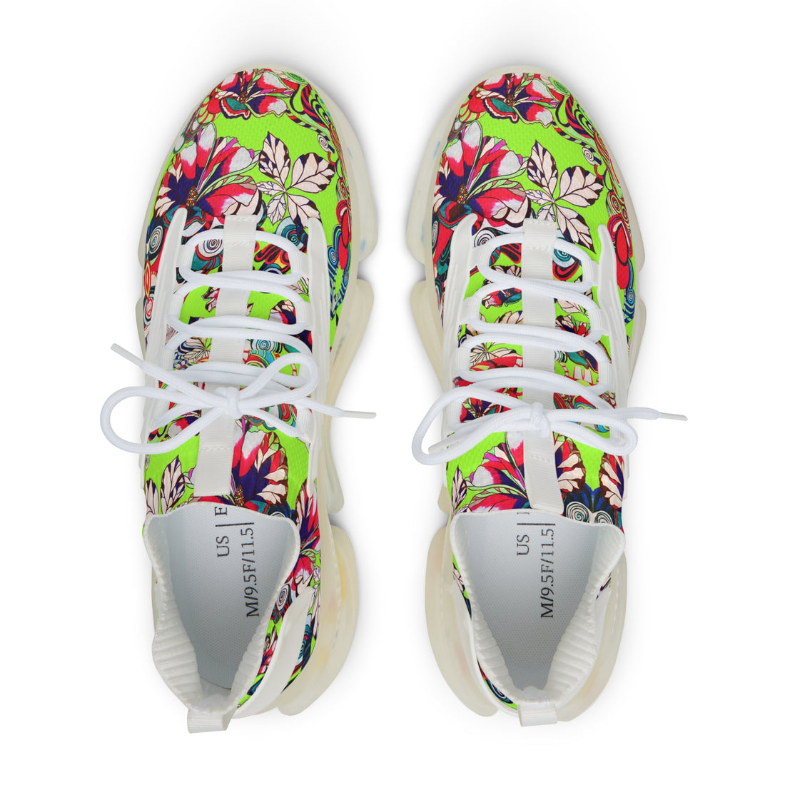Lime Green Floral Pop OTT Men's Mesh Knit Sneakers