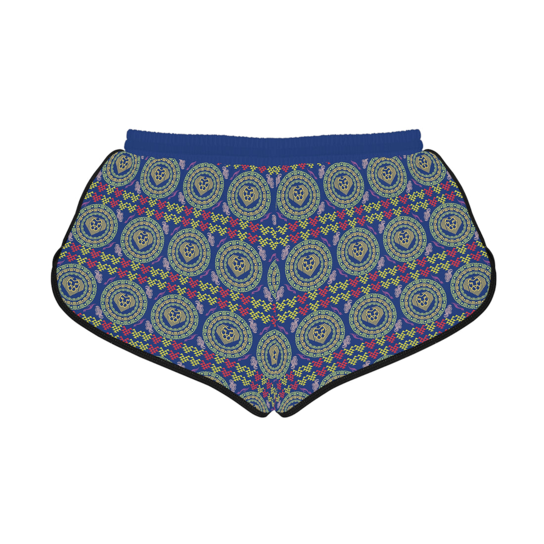 Blue Geo Lion Head Relaxed Gym Shorts