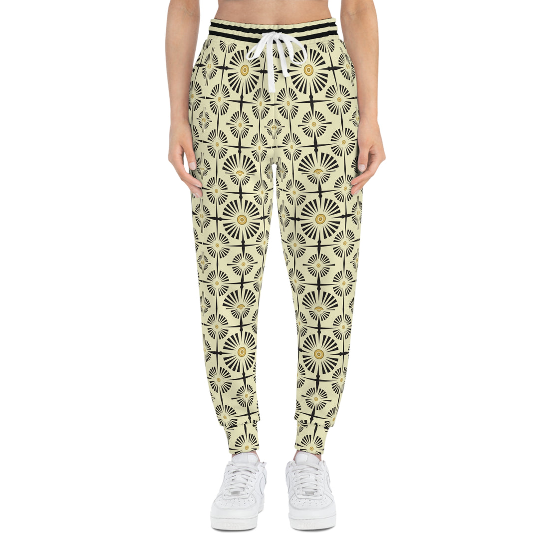 Cream Wheels & Spokes Print Unisex Joggers