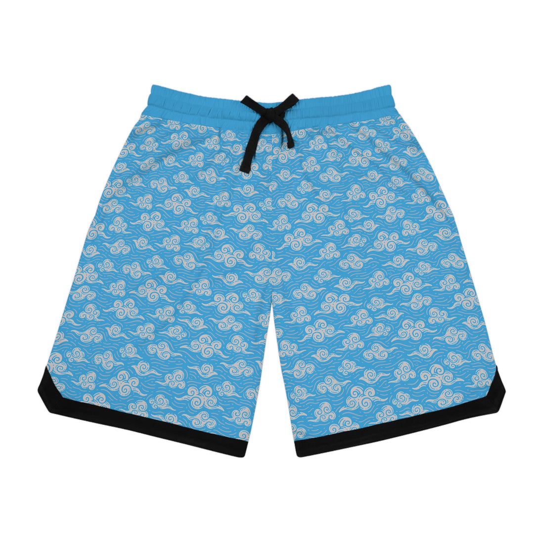 Aqua Oriental Clouds Basketball Rib Shorts (AOP)