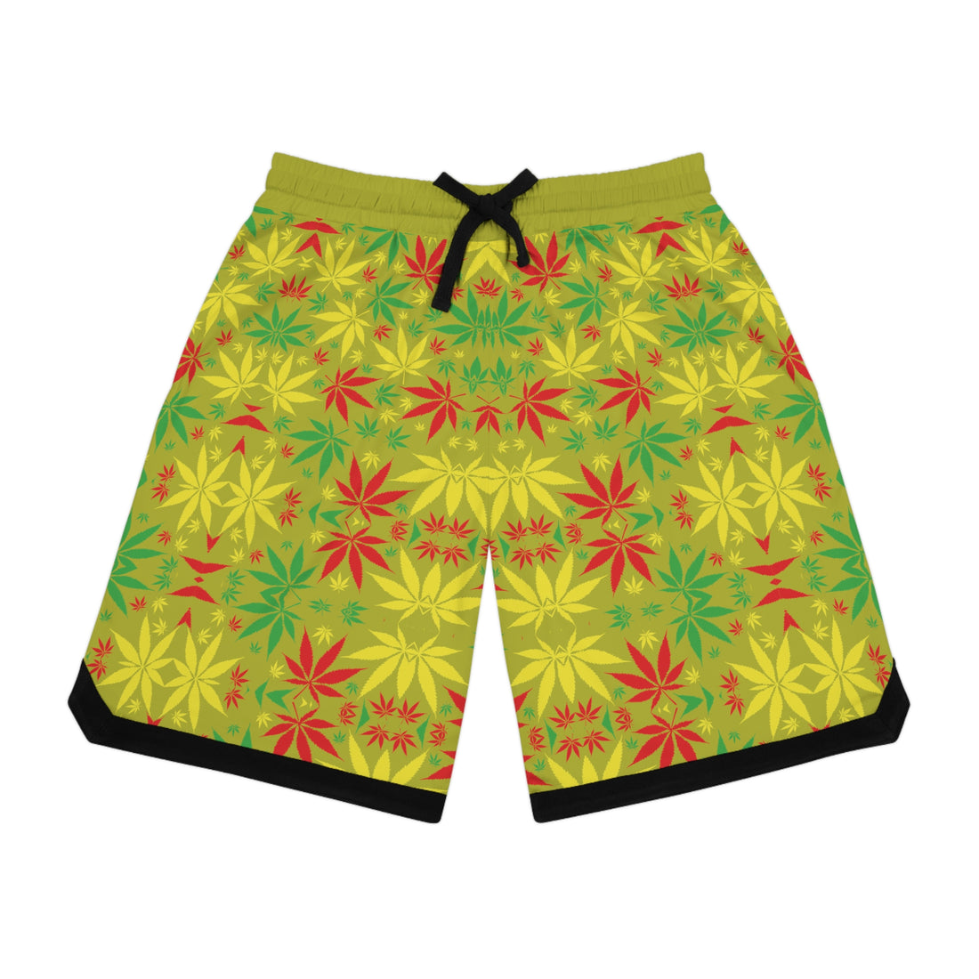 Olive Glow Rasta Toned  Basketball Rib Shorts (AOP)