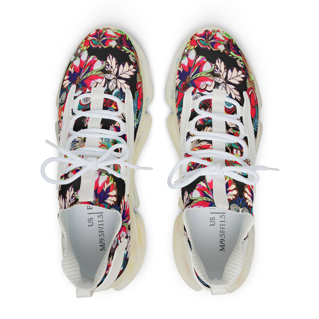 Black Floral Pop OTT Men's Mesh Knit Sneakers