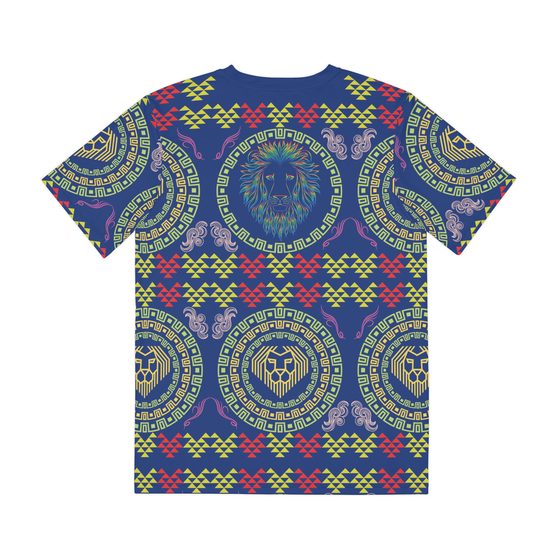 Royal Blue Geo Lion Head Polyester Tee (AOP)