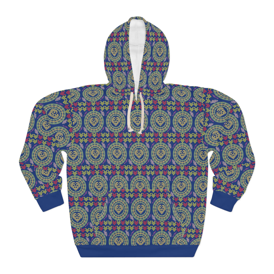 Blue Geo Lion Head Pullover Hoodie