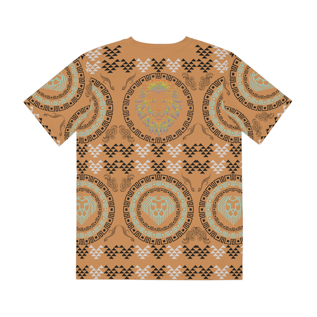Mocha Geo Lion Head Polyester Tee (AOP)