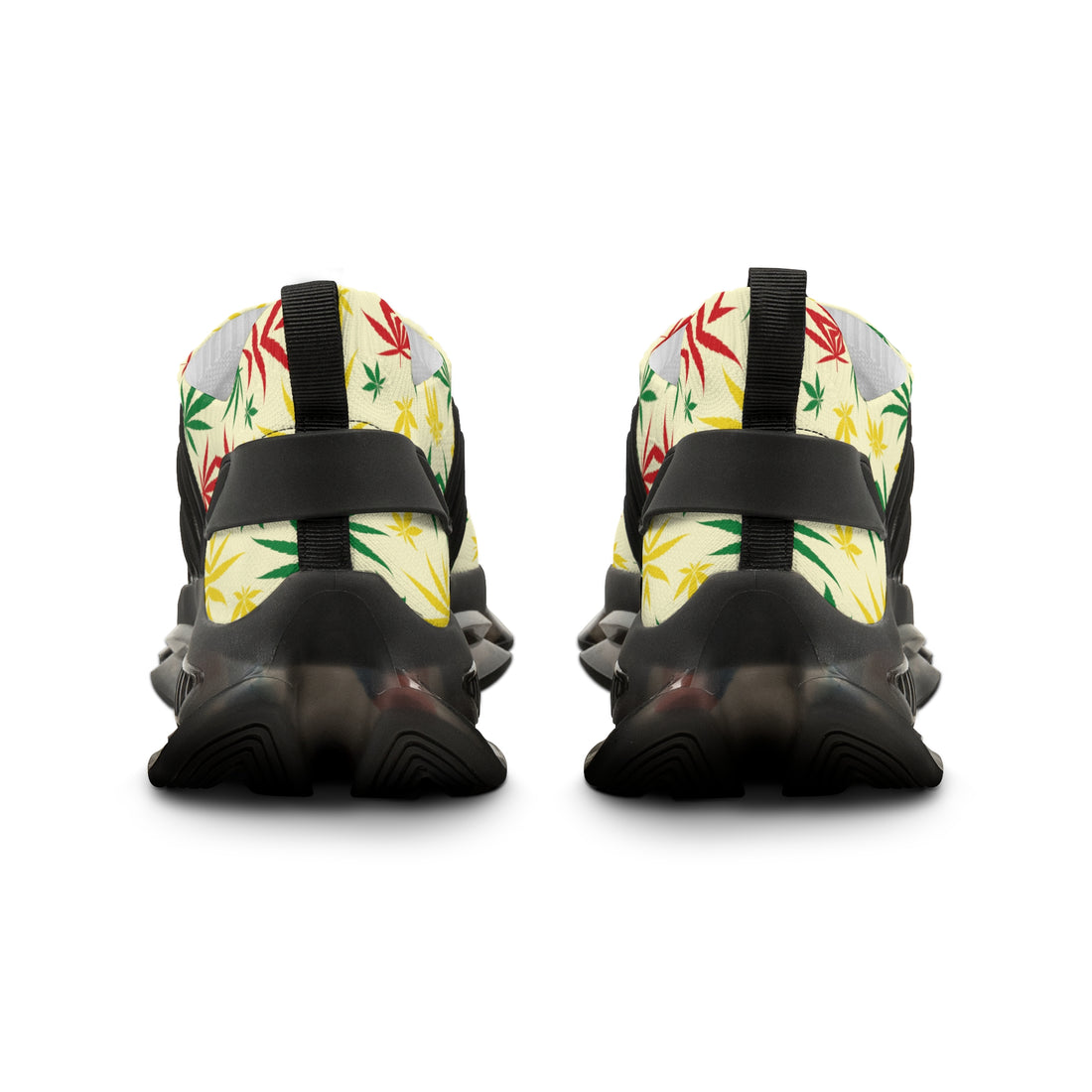 Cream Tropical Rasta Toned Men's Mesh Knit Sneakers
