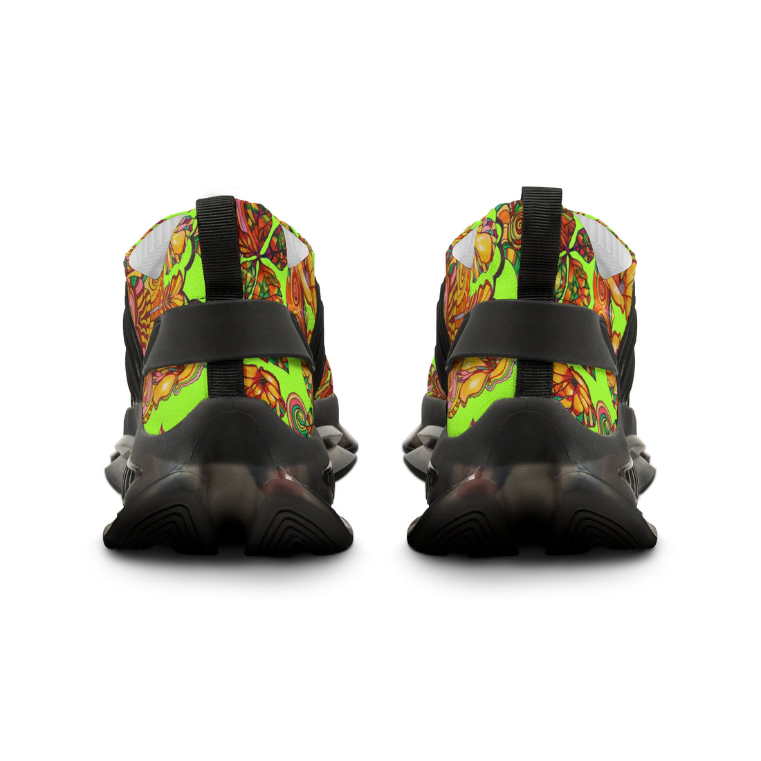 Lime Green Artsy Floral OTT Men's Mesh Knit Sneakers