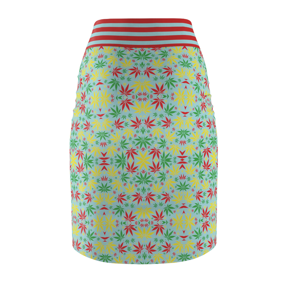 Icy Blue Tropical Rasta Toned Pencil Skirt