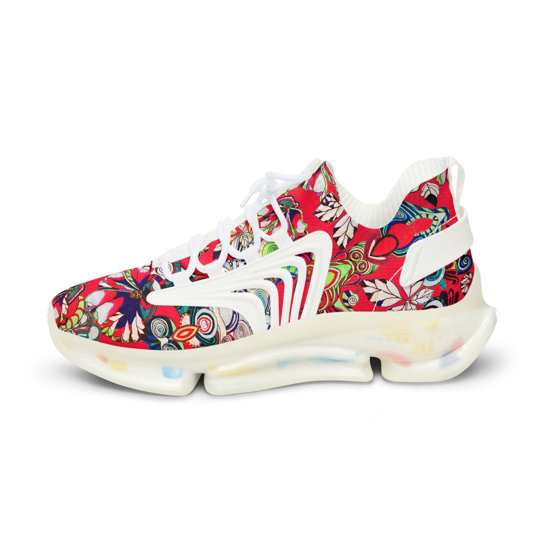 Red Floral Pop OTT Men's Mesh Knit Sneakers