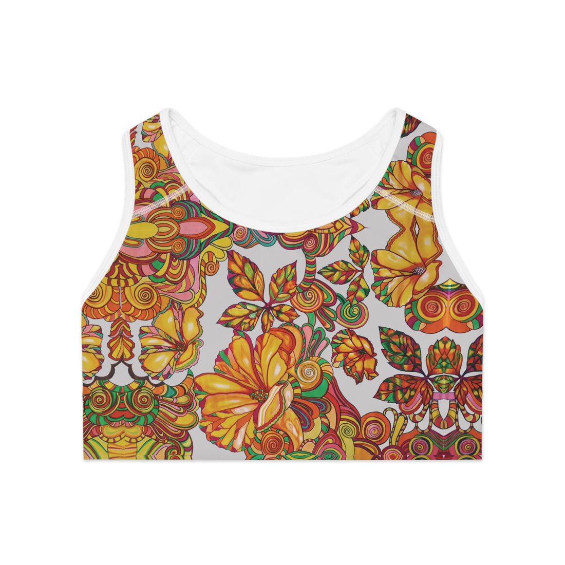 Slate Artsy Floral Racer Back (AOP) Sports Bra