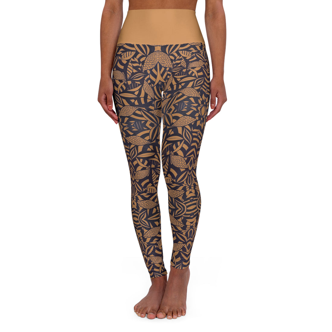 Mocha Tropical Minimalist Yoga Leggings