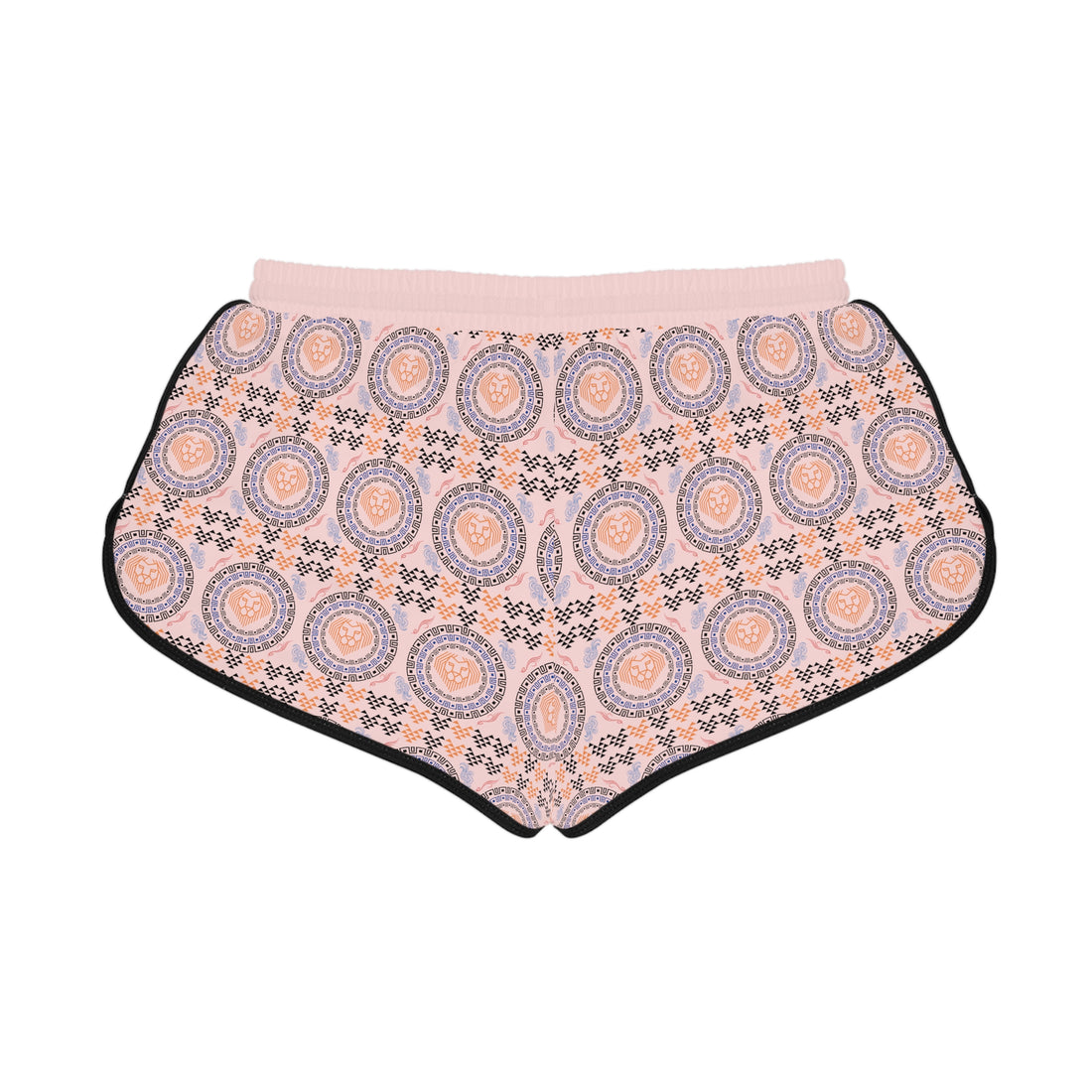 Pale Pink Geo Lion Head Relaxed Gym Shorts
