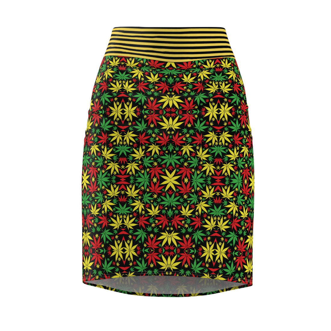 Black Tropical Rasta Toned Pencil Skirt