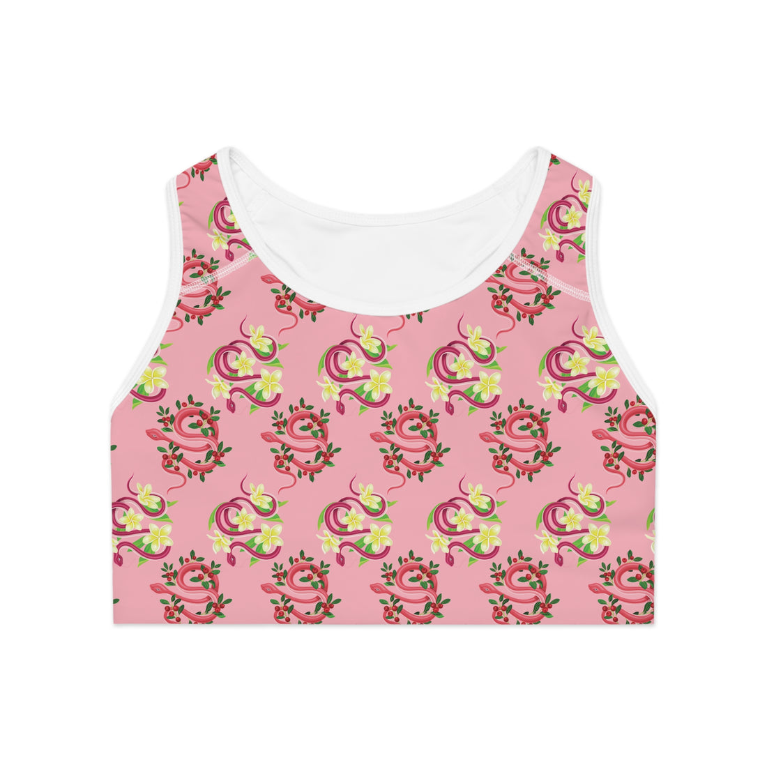 Blush Snake Print (AOP) Racerback Sports Bra