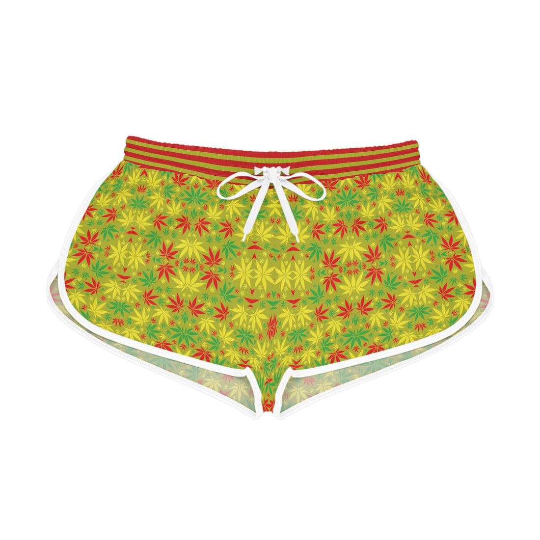 Olive Glow Tropical Rasta Toned Relaxed Gym Shorts
