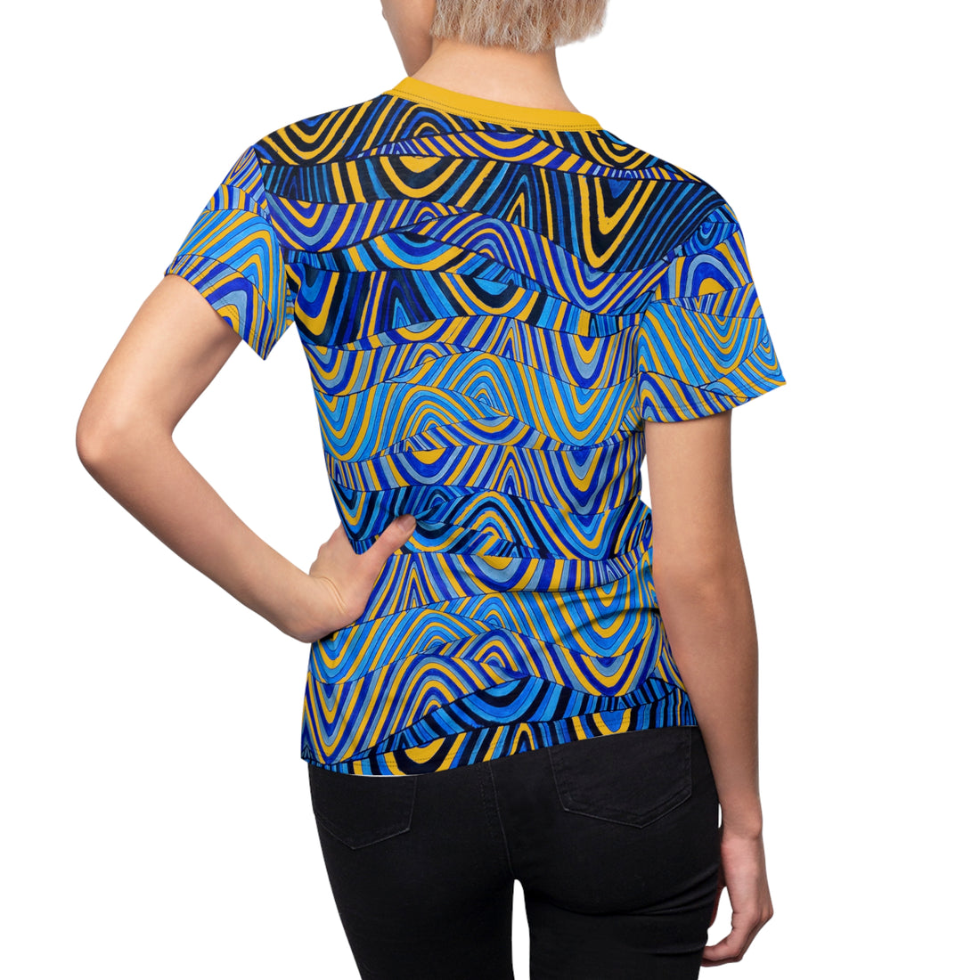 Yellow Sonic AOP Women's Cap Sleeves T-shirt