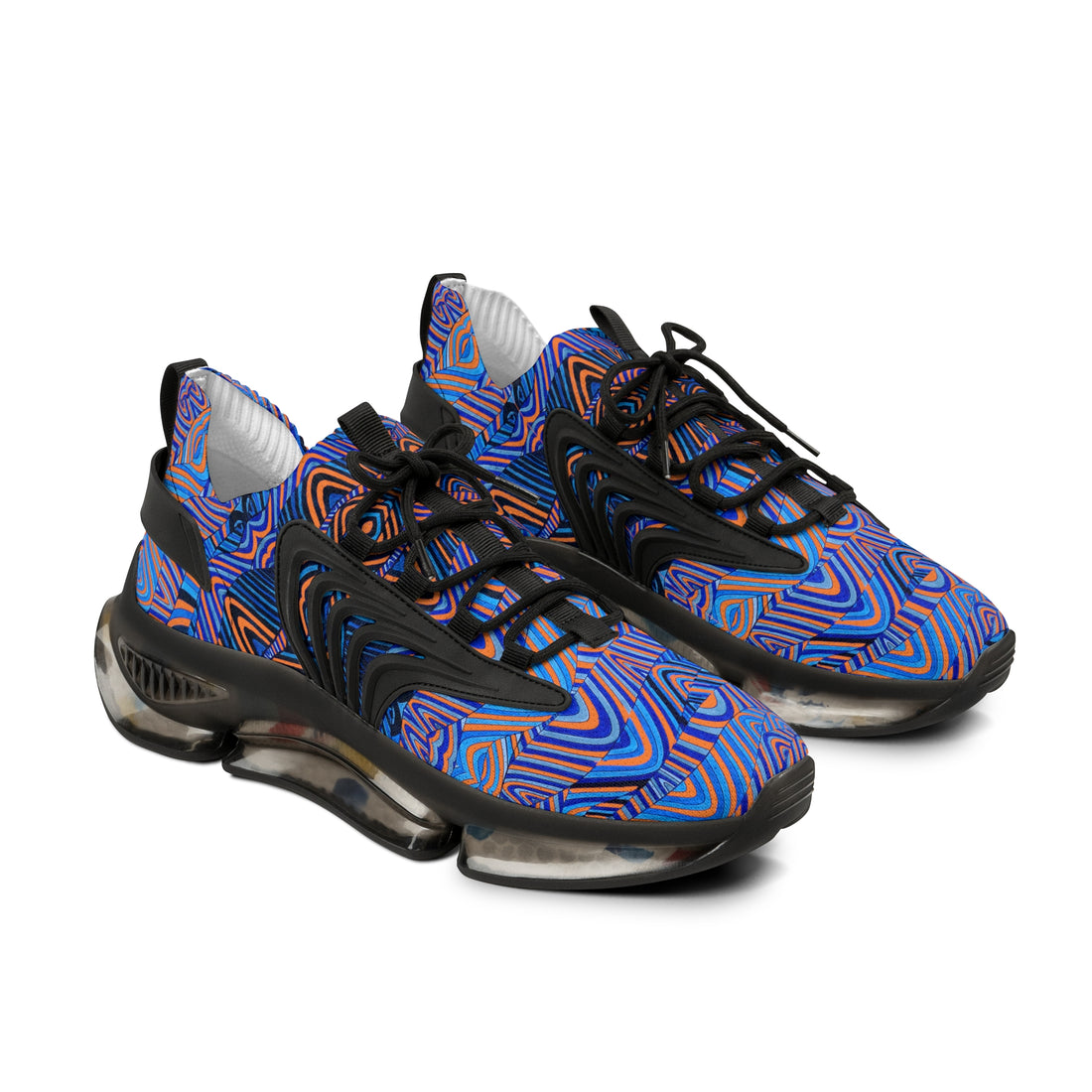 peach men's sonic waves print mesh knit sneakers