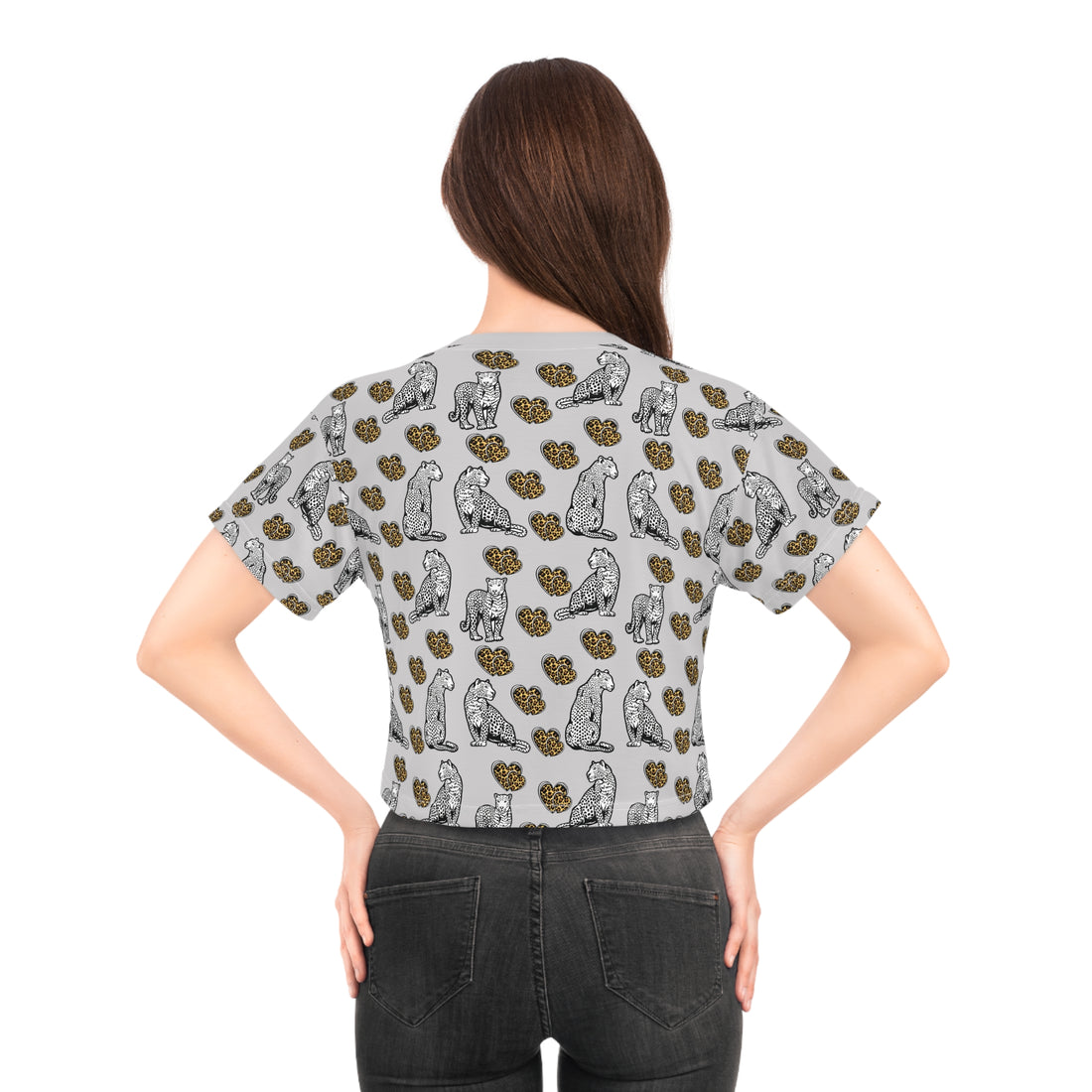 Slate Cheetah Hearts AOP Crop Tee