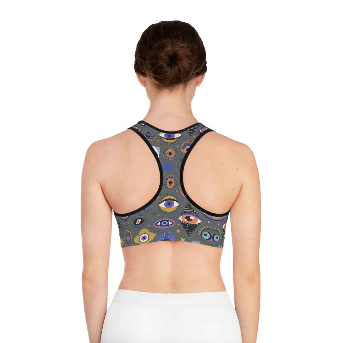Ash Abstract Evil Eye Racerback (AOP) Sports Bra