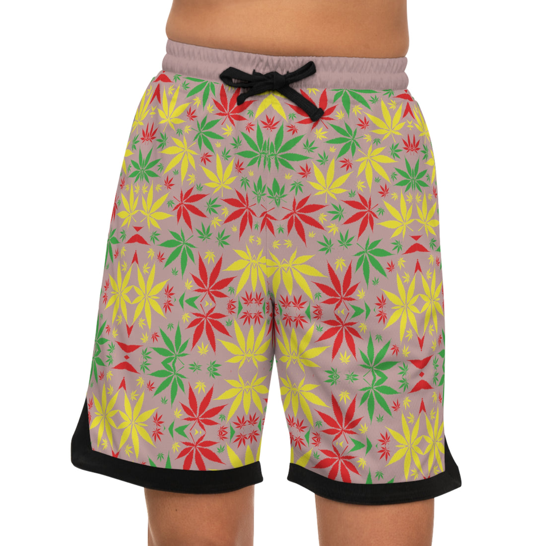 Taupe Rasta Toned  Basketball Rib Shorts (AOP)