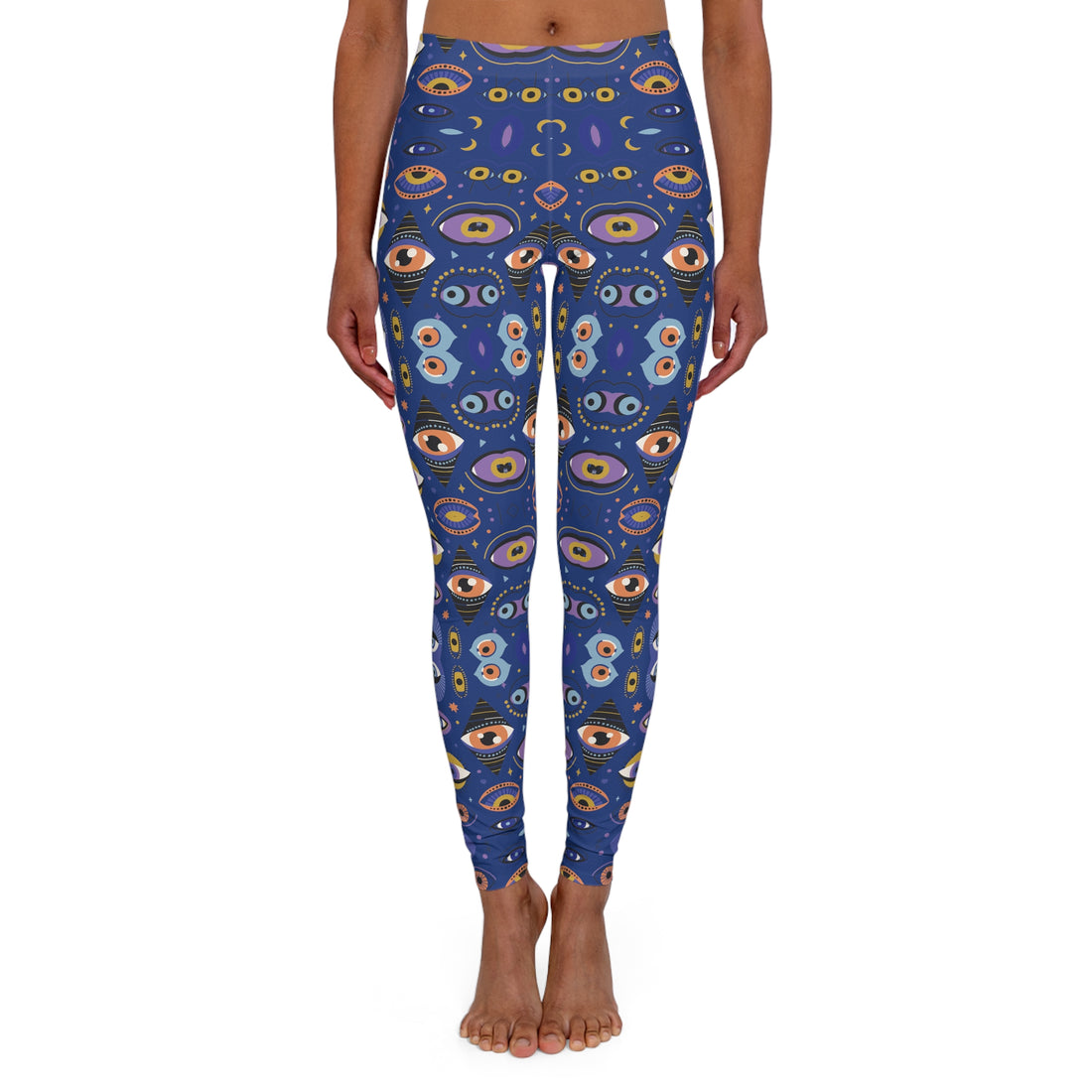 Royal Blue Abstract Evil Eye Spandex Leggings