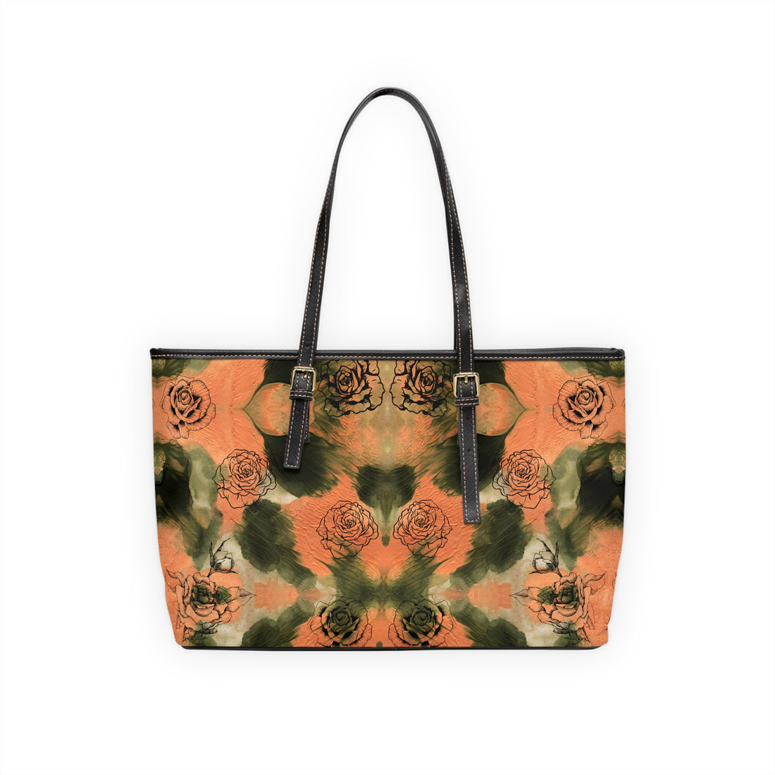 Rose Brush Stroke PU Leather Shoulder Bag