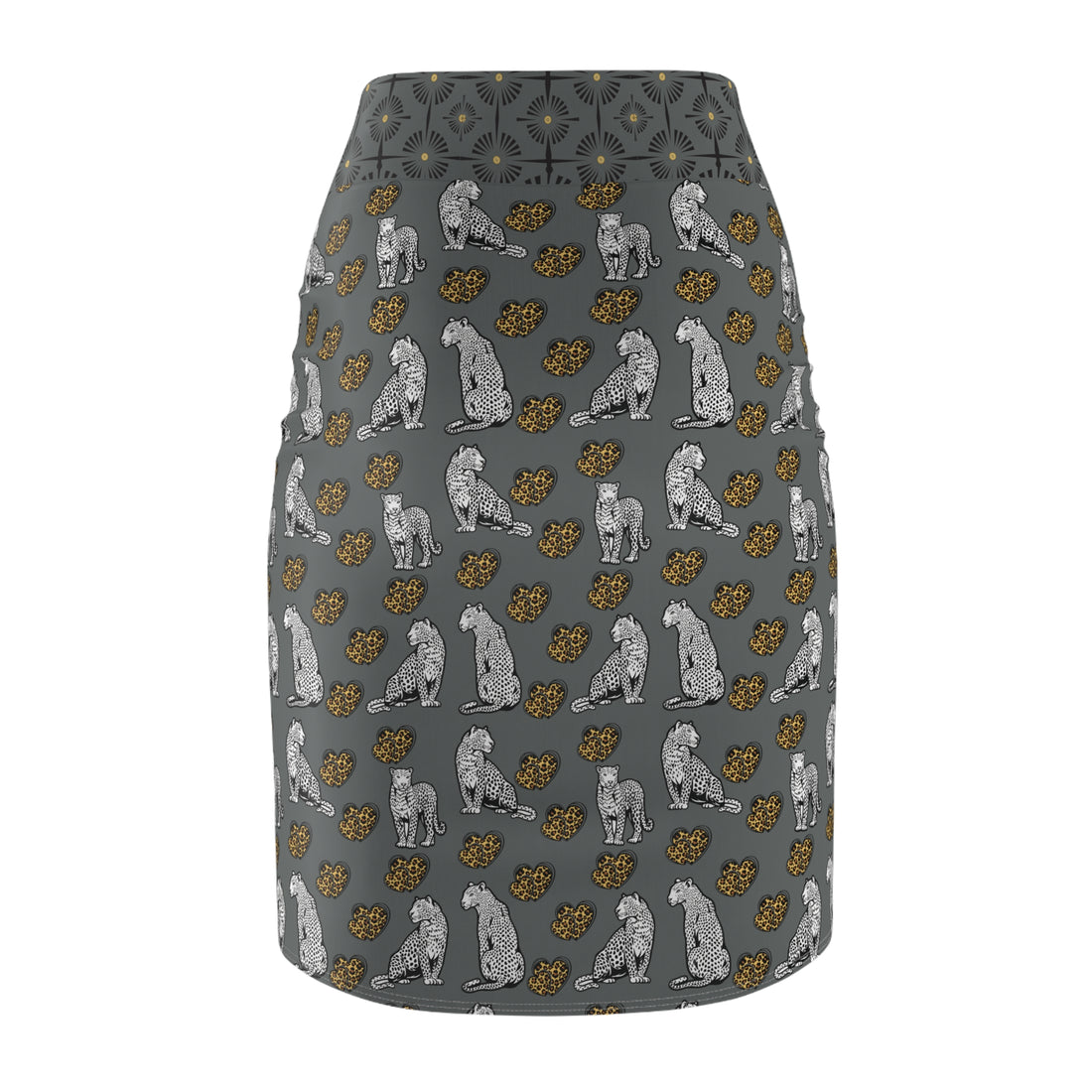 Ash Cheetah Hearts Pencil Skirt