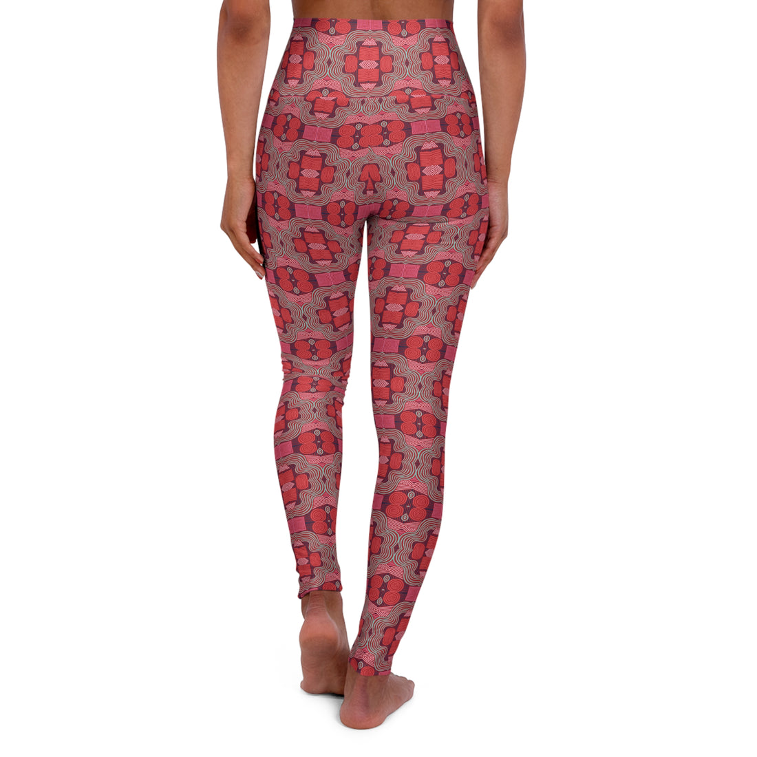 Red Geometric Print Yoga Leggings